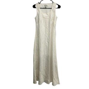 Ann Taylor White Sleeveless Maxi Dress Linen Size 4 Lined Cottagecore Beachy